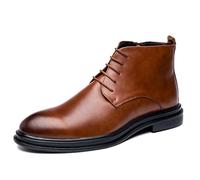 LMUIPMAA Stivali Stringati Uomo Scarpe Eleganti Pelle Invernali Stivaletti Oxford Classici,Marrone,39 EU