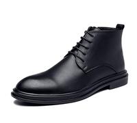 LMUIPMAA Stivali Stringati Uomo Scarpe Eleganti Pelle Invernali Stivaletti Oxford Classici,Nero,45 EU