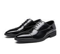 LMUIPMAA Uomini Formale Affare Scarpe da Sera Stringate Scarpe da Oxford Pelle in Microfibra Scarpe Derby da Sposa,Nero,38 EU