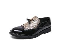 LMUIPMAA Uomo Basso Mocassini con Nappe Slip-On Formali Scarpe da Sera,d'oro,42 EU