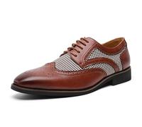 LMUIPMAA Uomo Scarpe Brogue Scarpe da Sposa Oxford Pelle in Microfibra Scarpe Eleganti da Cerimonia,Marrone,43 EU