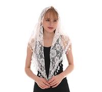 LMVERNA Mass Vel, mantiglia cattolica, mantiglia, cappella, scialle o sciarpa in pizzo per messa, copertura per la testa della messa, con pratica custodia, colore: bianco