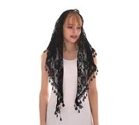 LMVERNA, Sciarpa in pizzo con nappe in pizzo a triangolo floreale stampato morbido scialle sciarpa, (nero)