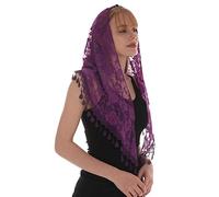 LMVERNA, Sciarpa triangolare con frange alla moda mantiglia veli cattolici per donne, (viola)