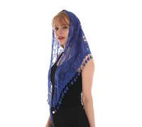 LMVERNA Veli Infinito Pizzo Mantilla Cattolico Velo Chiesa Velo Testa Coprire Messa Latina, Blu, Medium