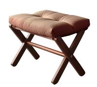 LMXRYPD Poggiapiedi Ottoman Pieghevole, Poggiapiedi con Gambe aX in Legno e Cuscino in Schiuma Spessa, Sgabello Pieghevole per Camera da Letto e Trucco(Brown)