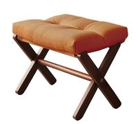LMXRYPD Poggiapiedi Ottoman Pieghevole, Poggiapiedi con Gambe aX in Legno e Cuscino in Schiuma Spessa, Sgabello Pieghevole per Camera da Letto e Trucco(Orange)