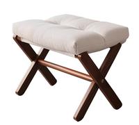 LMXRYPD Poggiapiedi Ottoman Pieghevole, Poggiapiedi con Gambe aX in Legno e Cuscino in Schiuma Spessa, Sgabello Pieghevole per Camera da Letto e Trucco(White)