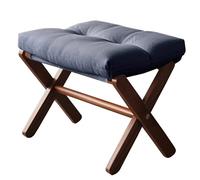 LMXRYPD Poggiapiedi Ottoman Pieghevole, Poggiapiedi con Gambe aX in Legno e Cuscino in Schiuma Spessa, Sgabello Pieghevole per Camera da Letto e Trucco(Blue)
