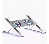 LMXRYPD Supporto per Tablet in Alluminio, Con Doppia Ventola di Raffreddamento, Otto Livelli di Regolazione dell'altezza, Per Computer Portatile da 11-17 pollici(Silver)