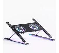 LMXRYPD Supporto per Tablet in Alluminio, Con Doppia Ventola di Raffreddamento, Otto Livelli di Regolazione dell'altezza, Per Computer Portatile da 11-17 pollici(Gray)
