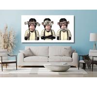 LMYCHENG 3 divertenti tele da parete raffiguranti scimmie, grandi poster e stampe, dipinti astratti di scimmie animali, decorazioni per la casa in stile nordico, cornice da 50x100 cm