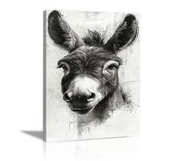 LMYCHENG Dipinto di asino in bianco e nero su tela, poster e stampe di animali divertenti per soggiorno, opera d'arte per la decorazione della casa (40x60 cm/senza cornice)