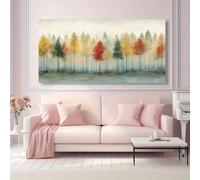 LMYCHENG Dipinto di foresta autunnale sfocata, moderna tela astratta da parete - poster e stampe estetiche - per l'arredamento del soggiorno (55x110 cm/senza cornice)