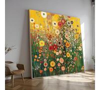 LMYCHENG Dipinto su tela Prato di Gustav Klimt, arte murale con fiori astratti, poster e stampe di giardini colorati, opera d'arte moderna per la decorazione della casa (45x45 cm/senza cornice)