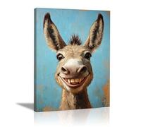 LMYCHENG Divertente dipinto astratto di un asino, grazioso quadro di graffiti di animali, poster estetico con stampa su tela per la decorazione della parete del bagno di casa (30x40 cm/senza cornice)