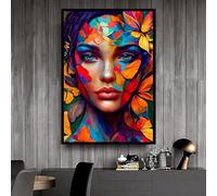 LMYCHENG donna in blu, quadri su tela, ritratti di donne nere, poster da stampare per soggiorno, opere d'arte per la casa 60x80 cm senza cornice