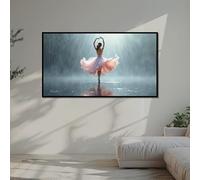LMYCHENG Elegante dipinto su tela di ballerina, danza sotto la pioggia, grande poster con silhouette di balletto, opera d'arte per la decorazione della camera da letto (50x90 cm/cornice interna)
