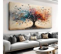 LMYCHENG Grande quadro su tela con albero della vita astratto | Poster con motivi geometrici, temi estivi, per cucina e soggiorno (20x40 cm/senza cornice)