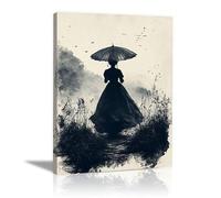 LMYCHENG Grandi dipinti astratti in bianco e nero con stampe su tela di ragazze, ritratti di donne per la decorazione della parete del soggiorno (20x30 cm/senza cornice)