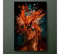 LMYCHENG Immagini astratte di volti di donne, stampe su tela, poster e stampe di ritratti di uccelli e donne, opere d'arte surreali con cornice da 70x100 cm