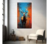 LMYCHENG Maestoso cervo su tela, poster e stampe di animali selvatici colorati, ritratto di animali astratti, decorazione per la casa (40x60 cm/cornice interna)