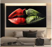 LMYCHENG Poster con stampa di un bacio astratto, immagine di labbra romantiche, dipinto su tela per la parete della camera da letto, decorazione da parete per la casa (70x140 cm/senza cornice)