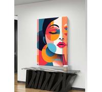 LMYCHENG Poster con volti colorati, ritratto astratto di donna: quadri moderni e minimalisti per il soggiorno, opere d'arte per la casa (30x40 cm/cornice interna)