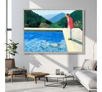 LMYCHENG Poster e stampe classici ispirati a David Hockney, dipinto su tela con scena a bordo piscina, arte murale figurativa moderna, arredamento per la casa (20x30 cm/cornice interna)