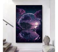 LMYCHENG Poster e stampe da parete con foresta al chiaro di luna da sogno - Dipinto su tela con paesaggio viola, per un arredamento magico della casa (20x30 cm/senza cornice)