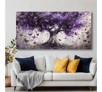 LMYCHENG Poster e stampe di alberi astratti, quadro moderno con farfalla viola incorniciato, decorazione murale per soggiorno e bagno (50x100 cm/senza cornice)
