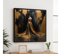 LMYCHENG Poster e stampe di donne affascinanti in abito nero e oro, ritratti di moda astratti su tela, decorazioni per la casa, quadro 50x50 cm