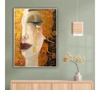 LMYCHENG Poster e stampe di ritratti di donne astratte, stampe su tela - Dipinti con texture dorata, opere d'arte classiche, decorazioni per la casa di lusso (50x75 cm/senza cornice)