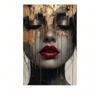 LMYCHENG Poster e stampe di ritratti di donne, dipinti su tela con foglie dorate, quadri da parete per soggiorno, decorazioni murali per la casa (40x60 cm/senza cornice)