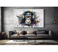 LMYCHENG Poster e stampe di scimmie con graffiti astratti, divertente quadro da parete con gorilla, dipinto di animali per soggiorno, arredamento per la casa (30x40 cm/cornice interna)