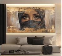 LMYCHENG Poster su tela in stile vintage con dipinto a olio di una bellissima donna araba, dipinto di una ragazza musulmana, arte murale alla moda, decorazione da studio (40x80 cm/senza cornice)
