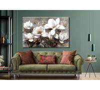 LMYCHENG Quadro moderno su tela con fiori bianchi, quadri da parete, poster e stampe di farfalle di magnolia, decorazione da parete per soggiorno (70x100 cm/cornice interna)
