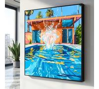 LMYCHENG Quadro moderno su tela con schizzi di piscina, David Hockney Wall Art, poster e stampe di palme tropicali di metà secolo, arredamento per la casa (30x30 cm/senza cornice)