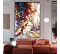 LMYCHENG Quadro su tela astratto nordico con violino, chitarra, poster, stampa per soggiorno, accademia musicale, arredamento per la casa, cornice 50x70 cm