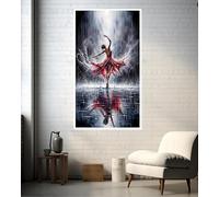 LMYCHENG Quadro su tela Ballando sotto la pioggia, elegante decorazione murale di danza classica, poster e stampe con riflessi di schizzi d'acqua (55x100 cm/cornice interna)