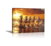 LMYCHENG Quadro su tela con paesaggio di spiaggia, immagine di cavallo, poster e stampe di paesaggi marini moderni per la decorazione murale del soggiorno (80x120 cm/senza cornice)