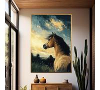 LMYCHENG Quadro su tela raffigurante un maestoso cavallo, stampa artistica equina, design su tela per la parete di un paesaggio, per soggiorno, arredamento per la casa (60x80 cm/cornice interna)
