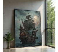 LMYCHENG Quadro su tela raffigurante una nave d'epoca, arredamento nautico per la casa, poster e stampe di avventure oceaniche, dipinto di un paesaggio marino spettacolare (80x120 cm/senza cornice)