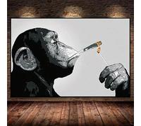 LMYCHENG Stampa artistica su tela con scimmia, poster astratto con animali, orango, sigaro, immagine da parete per soggiorno, arredamento per la casa (70x100 cm/senza cornice)