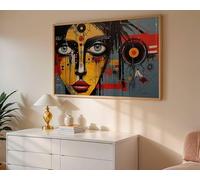 LMYCHENG Stampa su tela con cubismo astratto, arte murale in stile cubista di Picasso, pittura del viso africana, opera d'arte etnica per la casa (40x60 cm/cornice interna)
