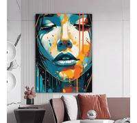 LMYCHENG Stampa su tela di donna blu astratta, quadri da parete con ritratti colorati, dipinti moderni per soggiorno, opere d'arte per la casa 50x75 cm senza cornice