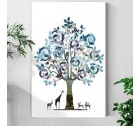LMYCHENG Stampa su tela di quadri astratti con alberi e animali circondati da dipinti a olio, per decorazioni murali da bagno (70x100 cm/senza cornice)