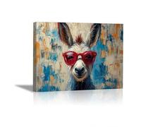 LMYCHENG Stampe di simpatici asinelli su tela, poster artistici da parete, ritratti di animali astratti per soggiorno, cameretta dei bambini, arredamento per la casa (60x80 cm/senza cornice)