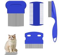 Lmyzcbzl Pettine per Gatti Cane, 4 Pezzi Pettine per Peli per Gatti Cane, Pettine Pulci Gatto a Denti Fini, Pettine Anti Pidocchi a Doppia Faccia, Pettine in Acciaio Inox