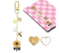 LMZLJZ Ciondolo a forma di girasole per Kindle, unisex, con ciondolo a forma di ape, ciondolo per e-reader, idea regalo per amanti dei libri, compatibile con Kindle, telefono, iPad, AirPod, borsa